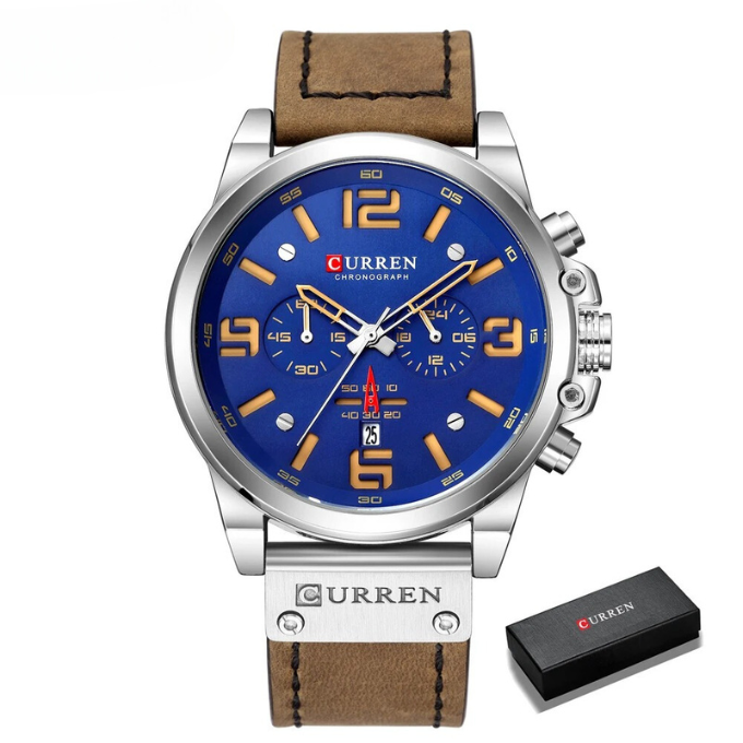 The Hudson Men's Chronograph: a timeless watch with precision movement & a comfortable leather band.