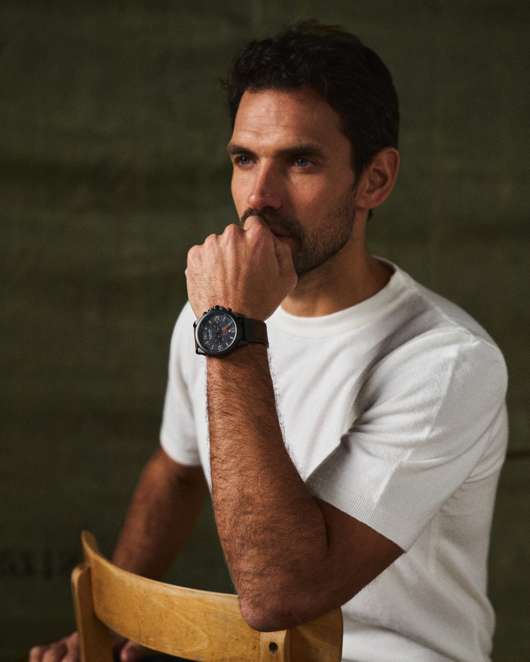 Accessory: The Hudson Men's Chronograph Watch, combining a timeless look with modern precision.