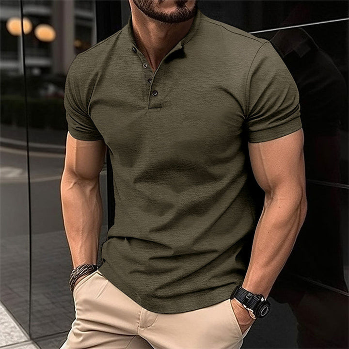 Comfortable men's classic polo shirt, ideal for stylish casual outfits & everyday wear. Button-up top.