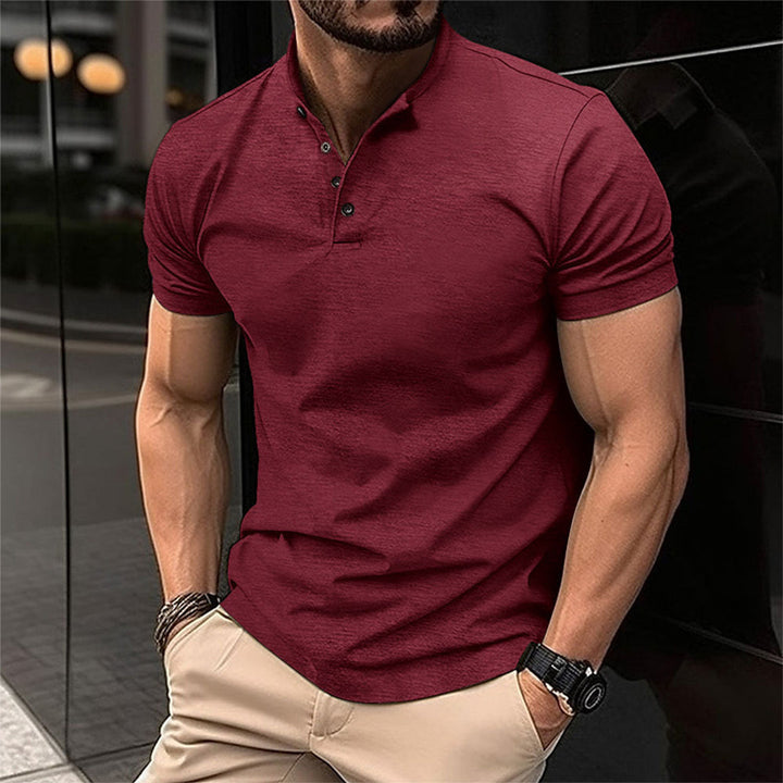 Stylish men's button-up polo top, classic design for comfortable casual wear and everyday fashion.