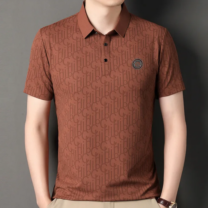 Men's short sleeve polo in luxurious ice silk fabric, combining classic design with modern comfort and style.