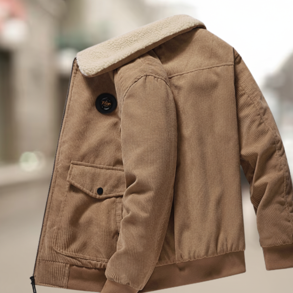 Warm men's winter coat: Alexander corduroy jacket, fleece-lined, ideal for cold days