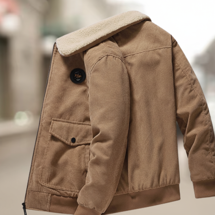 Warm men's winter coat: Alexander corduroy jacket, fleece-lined, ideal for cold days