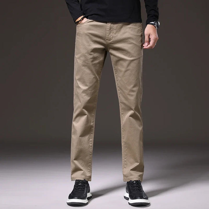Men's classic cotton chino trousers, comfortable fit for versatile casual wear.