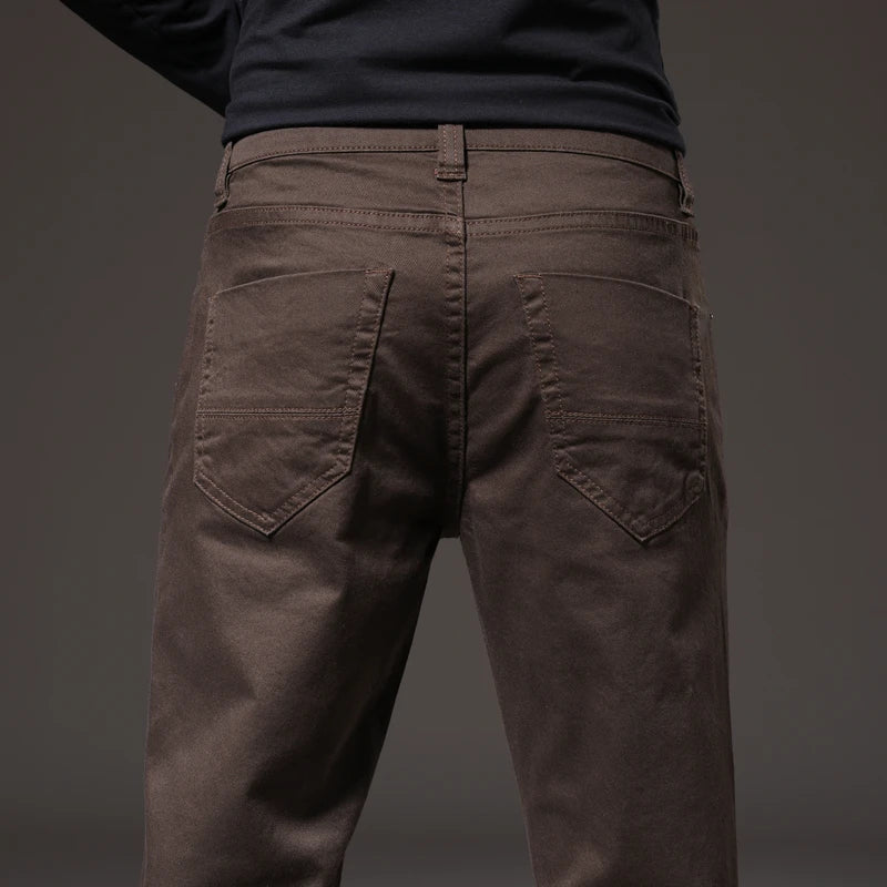 Classic style men's cotton chino trousers, comfortable and versatile for smart casual or everyday wear.
