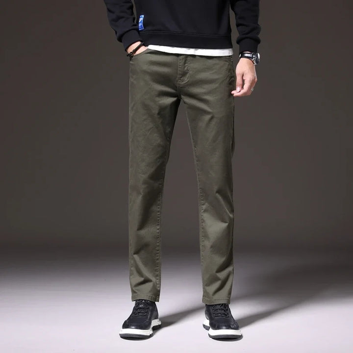 Comfortable fit men's cotton chino trousers, perfect for casual wear & classic style versatility.
