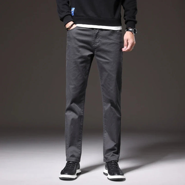 Men's comfortable classic cotton chinos, versatile trousers for smart-casual and daily wear.