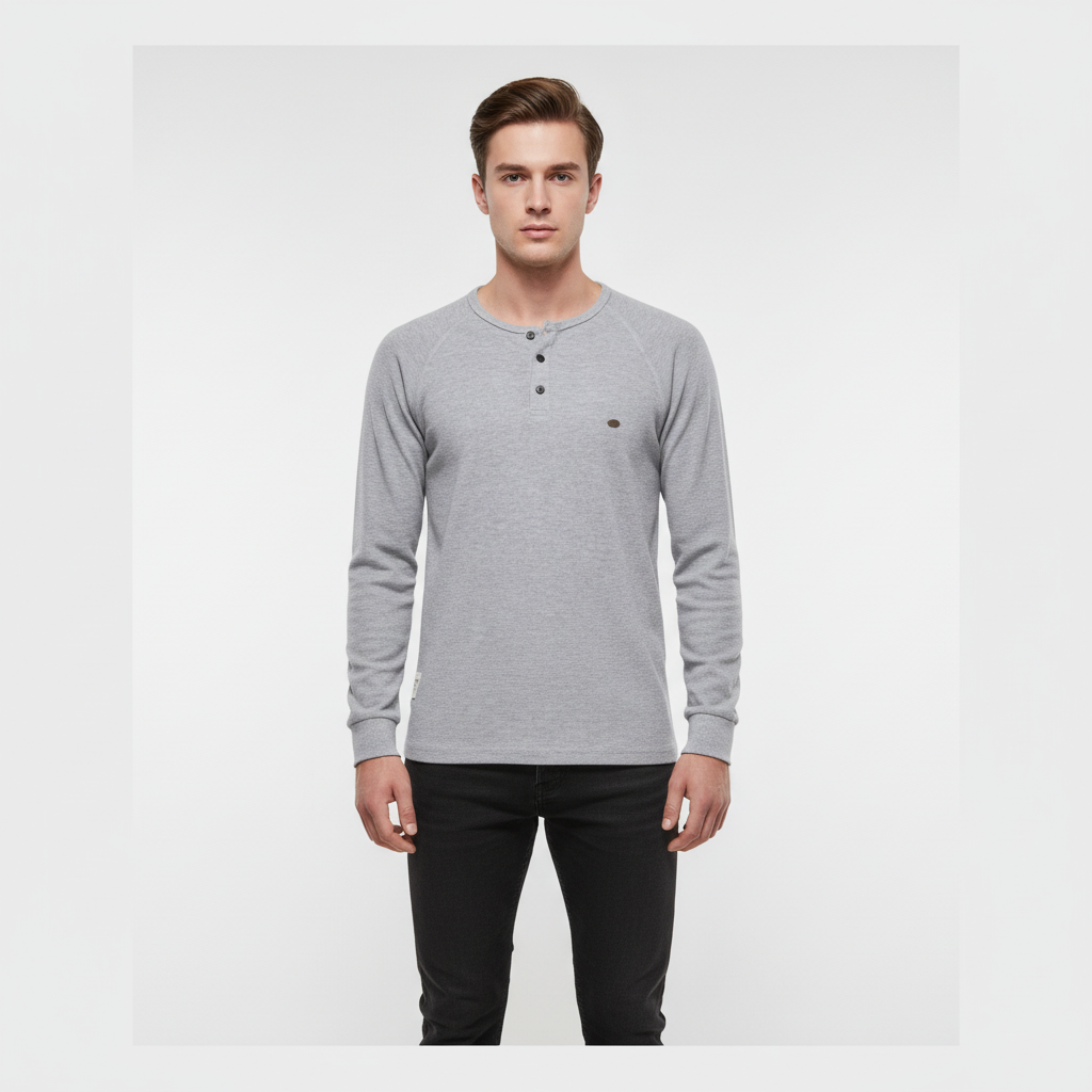 Men's long sleeve Theo shirt, green, styled open over a t-shirt, casual and breathable cotton blend.