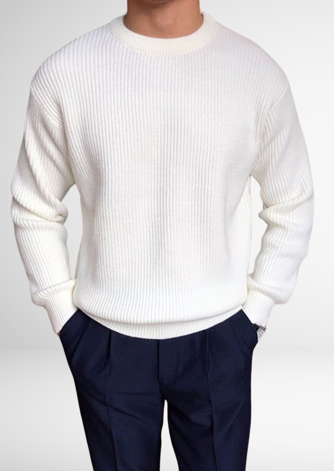 Stylish men's crew neck sweater, a versatile knitted jumper for elevated style and comfortable everyday wear. All-season.