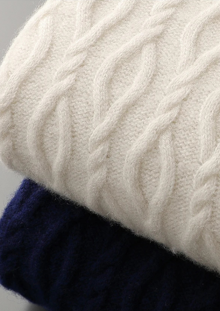 Comfortable all-season men's crew neck sweater with striped trim. Great for a layered look or smart casual outfits.