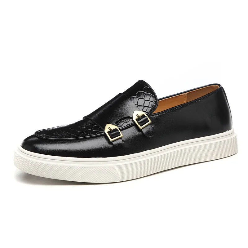 Formal men's crocodile embossed loafers, sophisticated dress shoes for business meetings & special events.