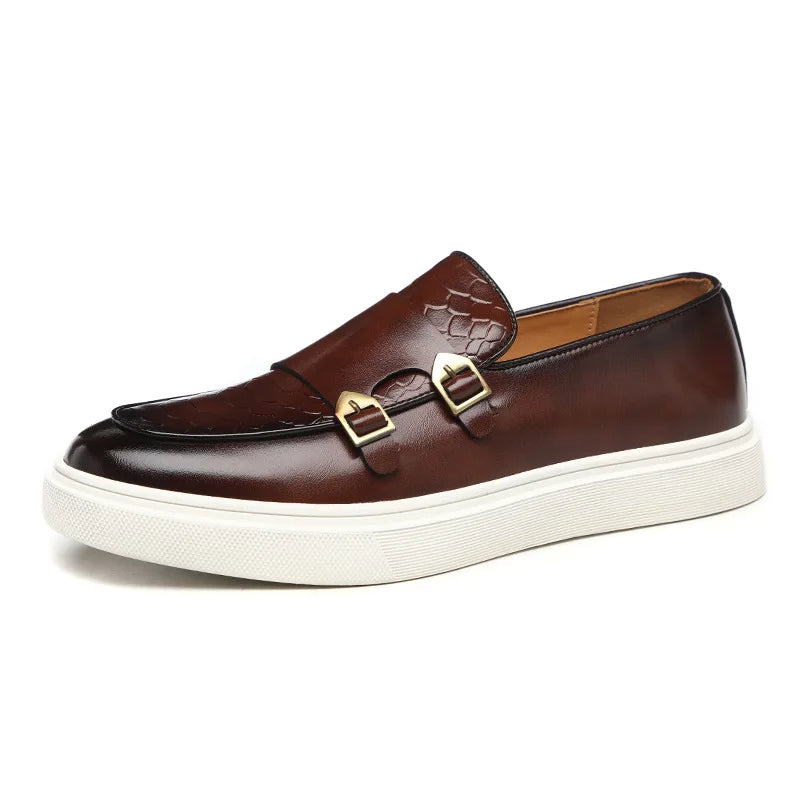 Comfortable men's casual slip-on loafers with classic croc-embossed design, modern everyday footwear.