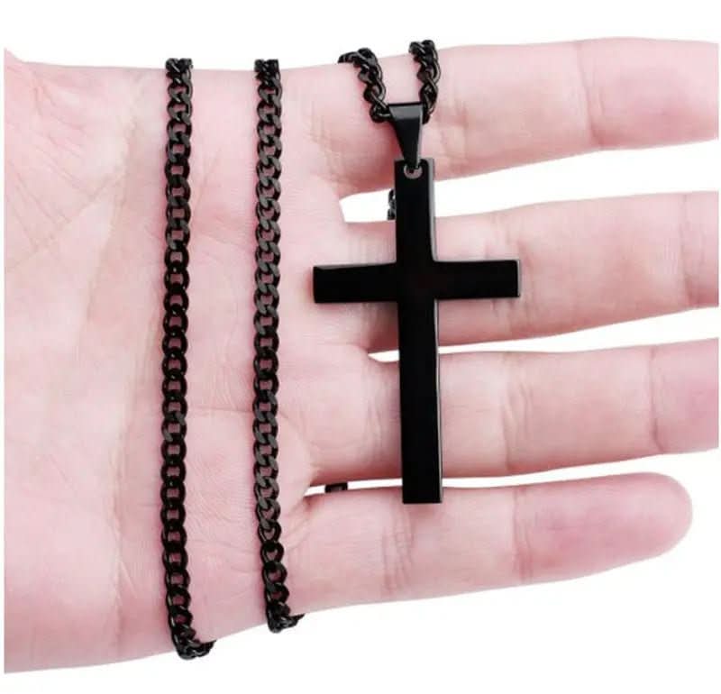 Elegant men's cross pendant necklace, a perfect spiritual gift. Timeless jewelry and fashion accessory for men's style.
