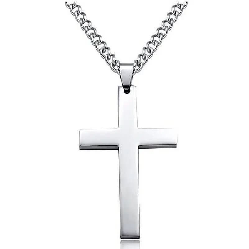 Clean design men's cross pendant necklace. A simple yet elegant religious and spiritual jewelry piece for men. Timeless.