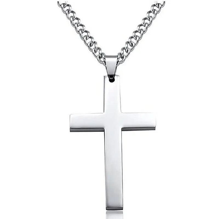 Clean design men's cross pendant necklace. A simple yet elegant religious and spiritual jewelry piece for men. Timeless.