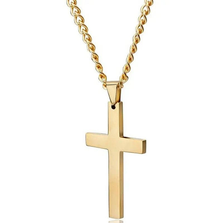 Durable men's cross pendant necklace. A timeless, sleek, and spiritual fashion accessory, perfect for everyday mensfashion.