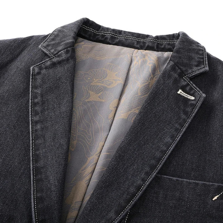 Timeless men's dark wash denim jacket, classic outerwear for casual fashion, great for spring & fall.
