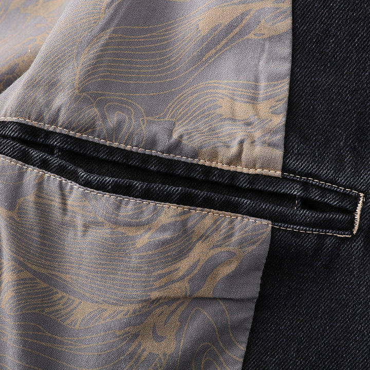 Classic men's dark wash jacket, a timeless button-up outerwear piece for stylish casual fashion.