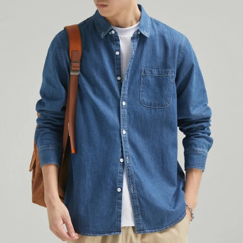 Men's classic denim button-down shirt for effortless casual wear & everyday style.