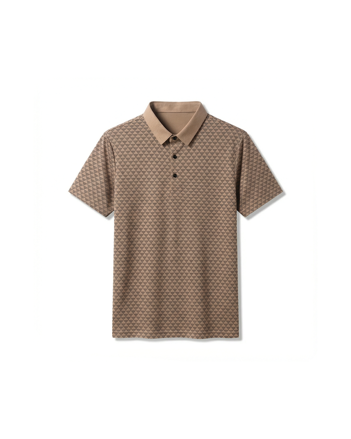 Men's classic diamond pattern polo shirt. Stylish short-sleeve button-up for casual everyday wear.