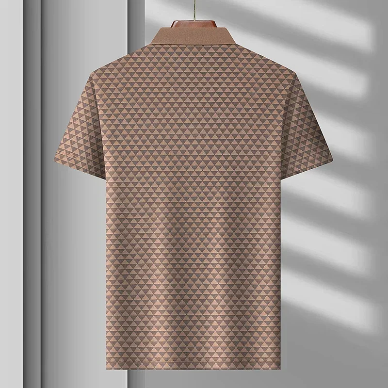 Versatile men's classic polo shirt featuring a stylish diamond pattern, suitable for various casual occasions.
