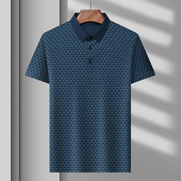 Comfortable men's polo shirt with a sophisticated diamond pattern texture, perfect for stylish everyday wear.