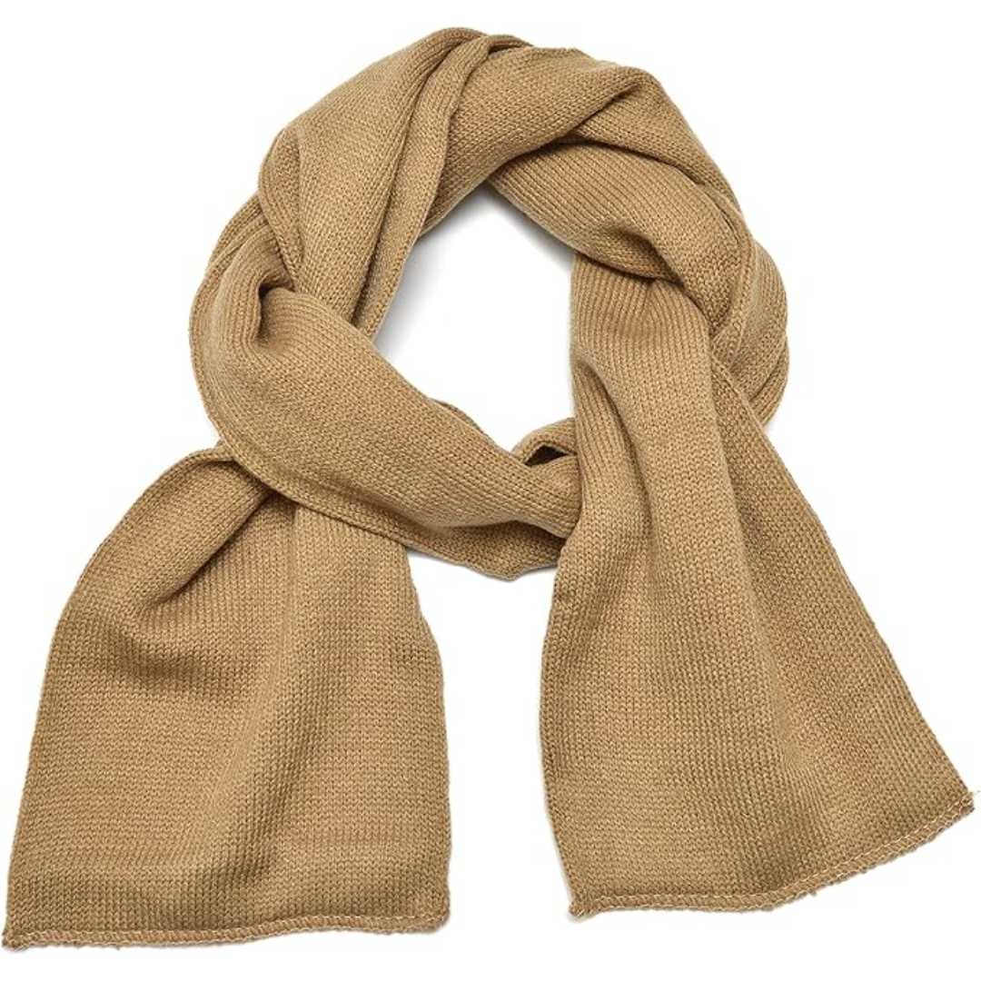 High-quality men's double layer knit scarf, a classic winter accessory for cold days