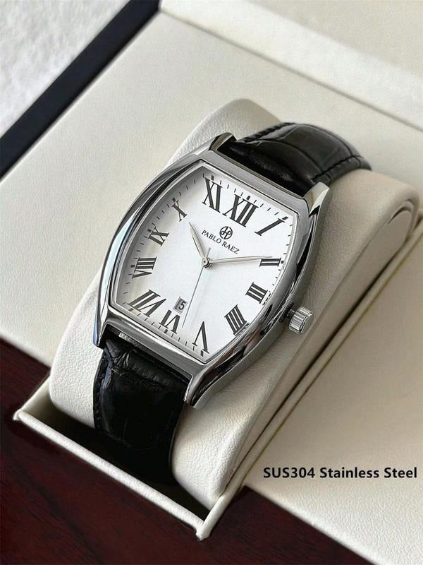 Versatile men's classic watch with date display, tonneau shape, suitable for everyday elegance & special events.
