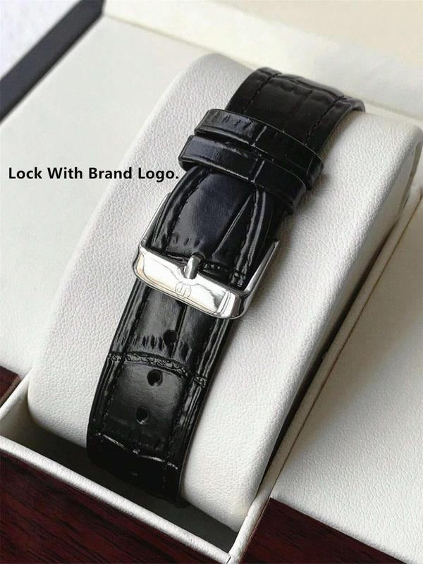 High-quality men's classic dress watch, tonneau case, precise date display, a sophisticated & durable timepiece.