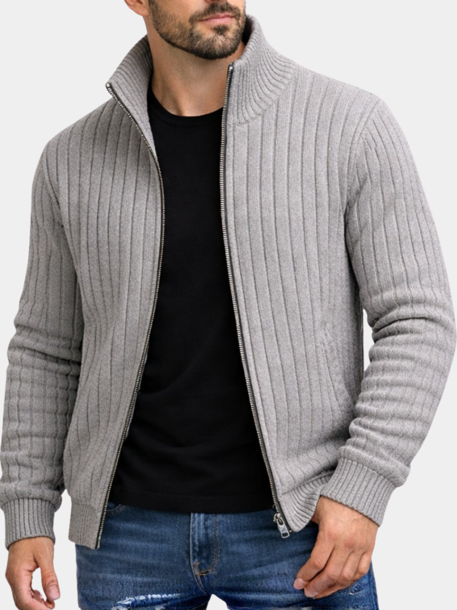 Men's classic elegant zip-up vest for everyday comfort and versatile layering. Ribbed, sleeveless menswear style.