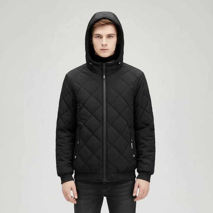 Warm men's outerwear jacket in a classic fit, providing robust insulation for autumn