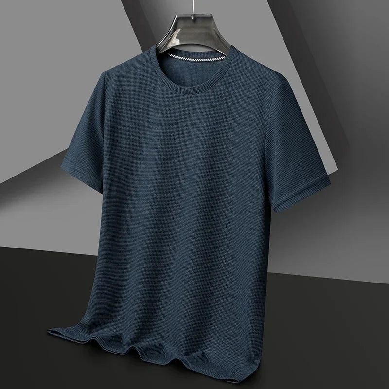 Brown men's everyday textured t-shirt with a soft feel, perfect for casual, comfortable wear.