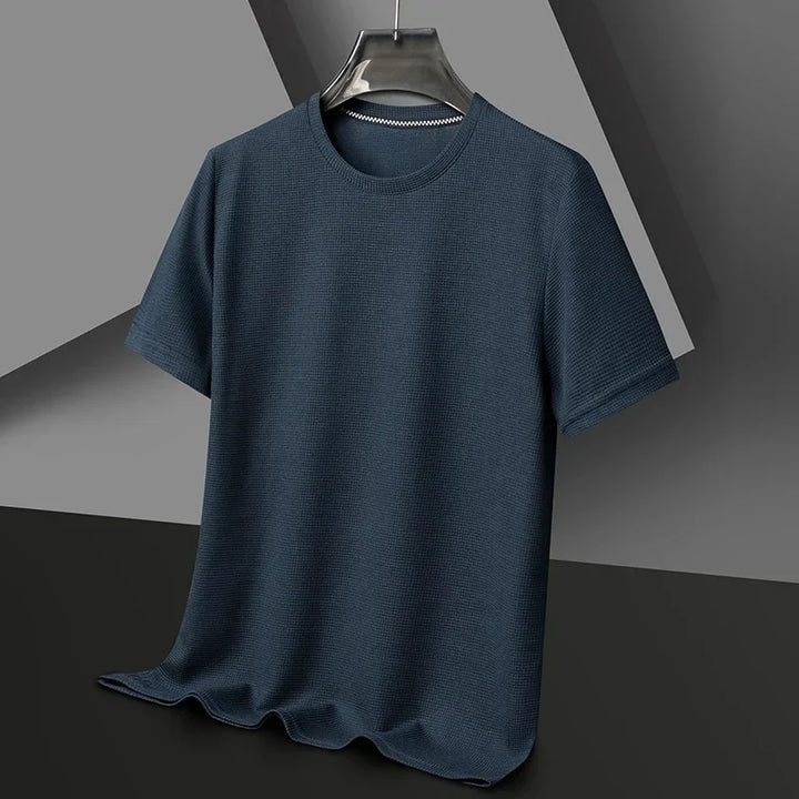 Brown men's everyday textured t-shirt with a soft feel, perfect for casual, comfortable wear.