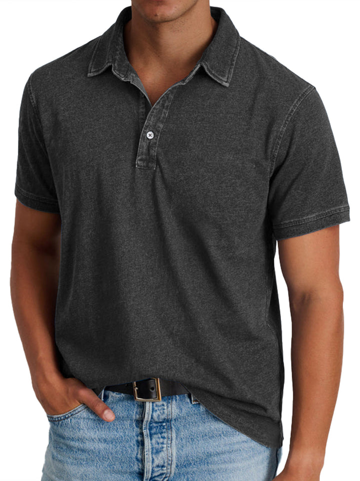 Men's casual top, a classic fit short sleeve polo shirt, versatile for smart casual or everyday wear.