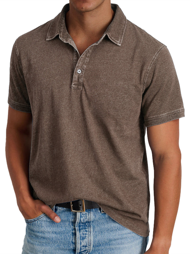 Smart casual men's short sleeve polo shirt, classic fit button down. Essential men's fashion for summer.