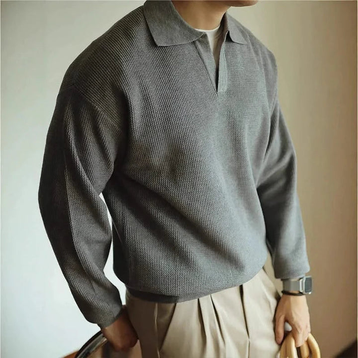 Men's classic fit soft knit polo shirt, perfect for casual wear & everyday style.