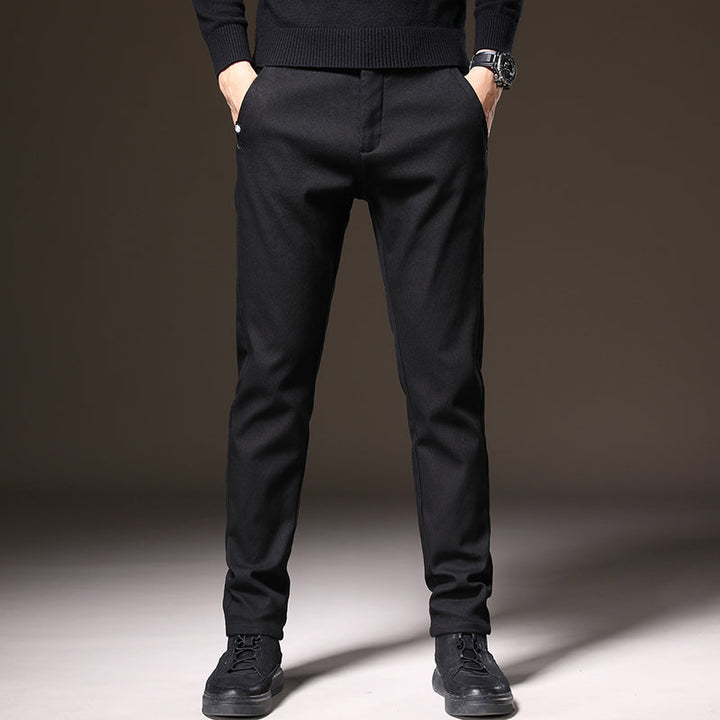 High-quality men's classic fit stretch pants, tailored for comfort and a sleek, fashionable appearance.