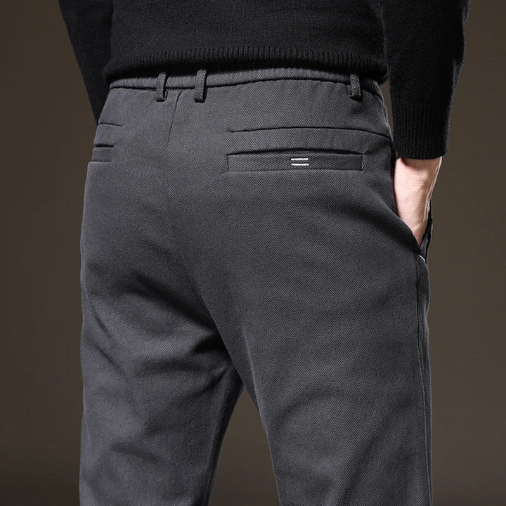 Stylish men's classic fit pants, stretchable and wrinkle-resistant, ideal for office and casual.