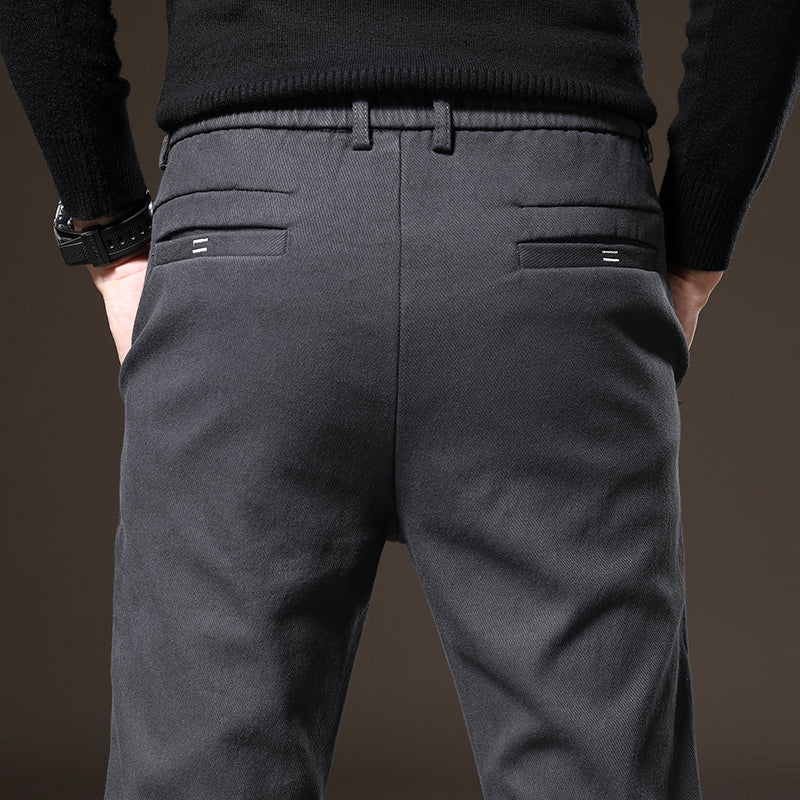 Tailored men's stretch pants, classic fit design, wrinkle-resistant for a sharp, polished look.