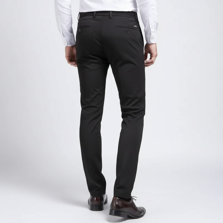 Versatile men's stretch pants with elastic waistband for formal or casual wear