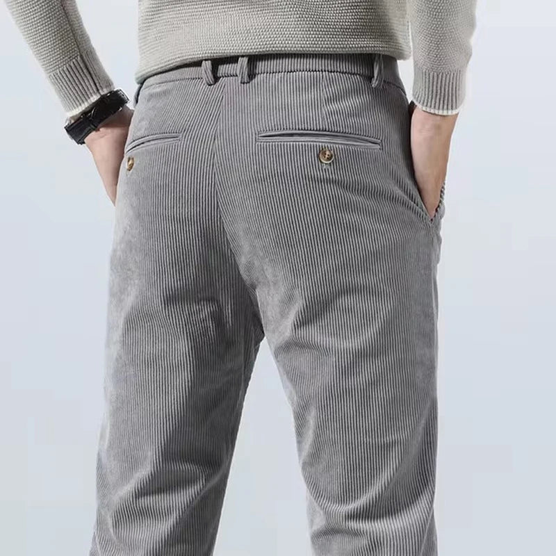 Men's classic fit tailored dress pants in charcoal, perfect for office attire & smart casual look.