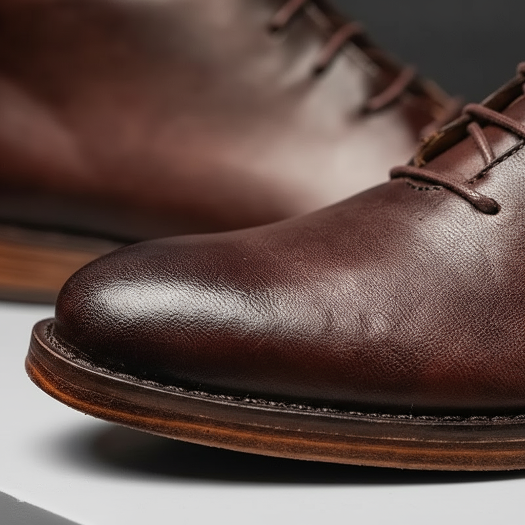 Men's classic black full-grain leather Redwood boots, Goodyear welt, durable & versatile footwear.