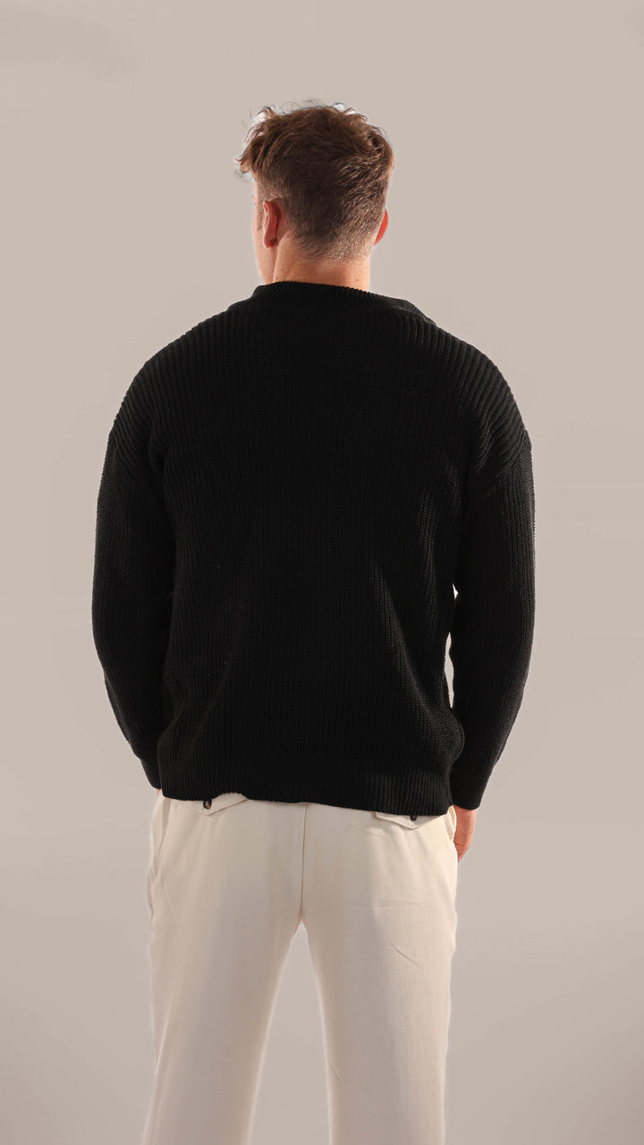 Comfortable men's half-zip pullover sweater, versatile for everyday casual wear.