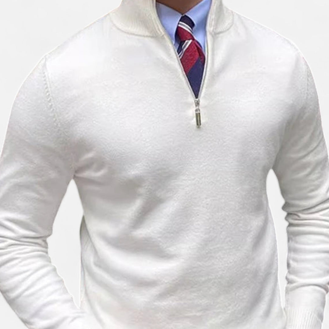 Men's classic half-zip sweater, versatile for smart casual & layering. Comfortable and polished men's apparel.