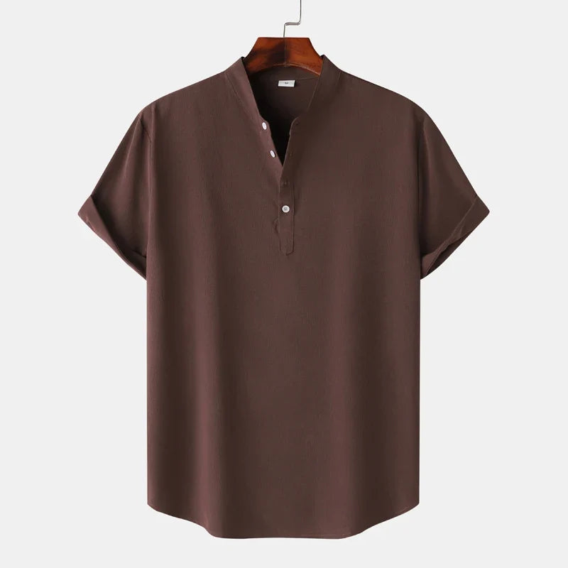 Man wearing a Henley Shirt: Everyday fashion, comfortable men's top with classic style.