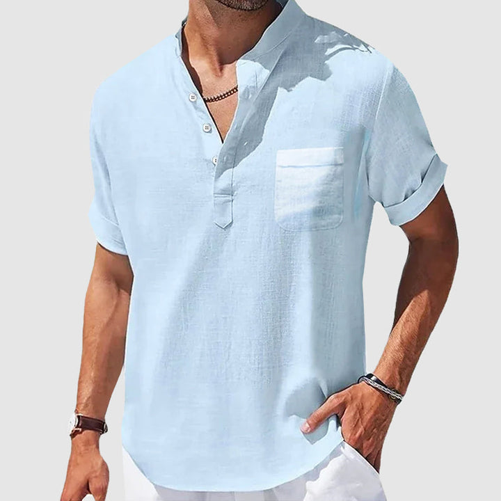 Lightweight men's Henley shirt, perfect summer top. Breathable fabric for ultimate comfort & casual style.