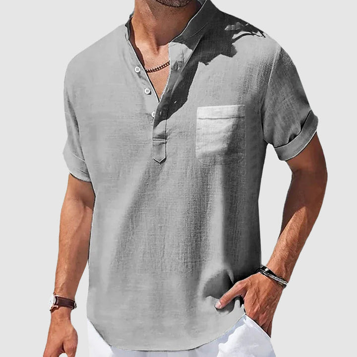 Classic men's Henley shirt, a lightweight and versatile menswear staple. Ideal for layering or standalone style.