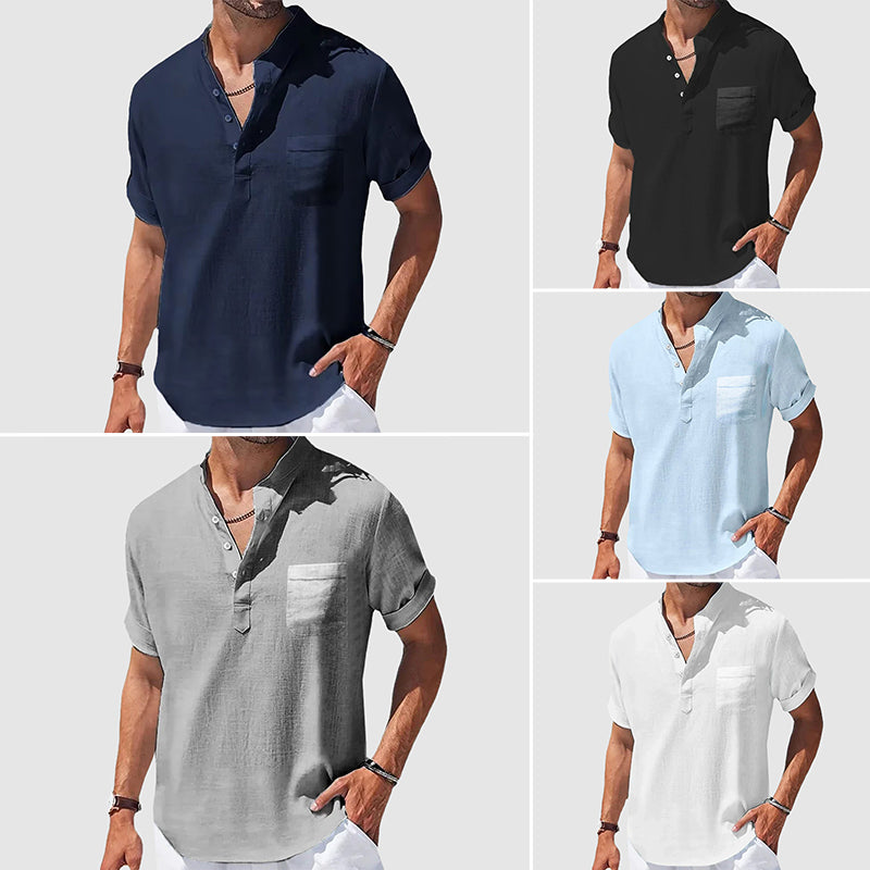 Versatile men's Henley shirt. Lightweight, comfortable, and a classic casual top perfect for warm weather.