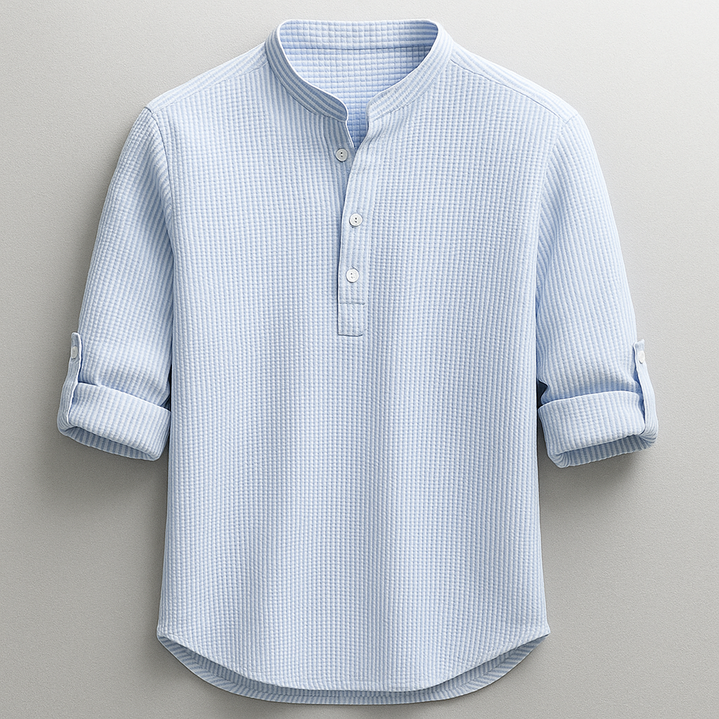 Men's classic henley shirt, long sleeve, stylish & comfortable. Ideal for everyday casual wear.