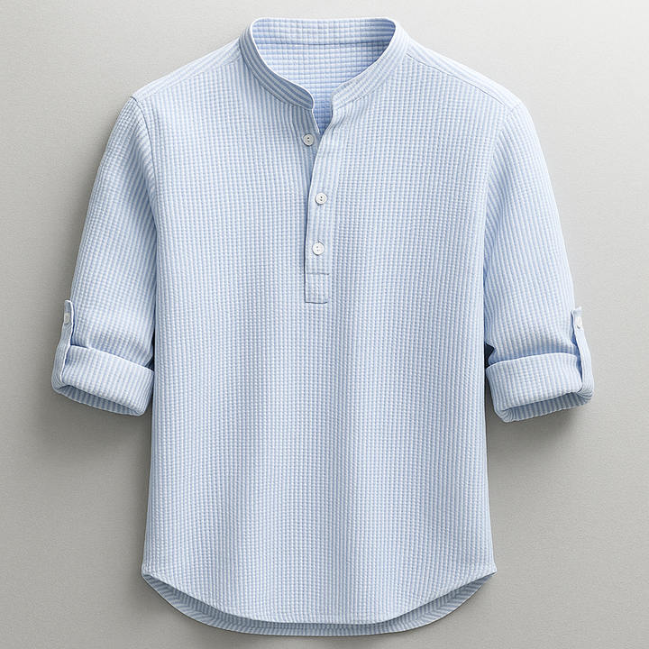 Men's classic henley shirt, long sleeve, stylish & comfortable. Ideal for everyday casual wear.